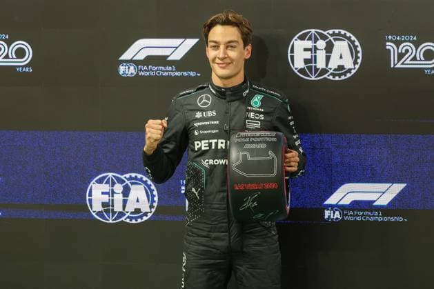 Winner des Qualifying, Poleposition, George Russell (Mercedes-AMG), Grosser Preis von Las Vegas, Motorsport, Herren, Formel 1, Qualifying, 22.11.2024 Las Vegas Nevada USA