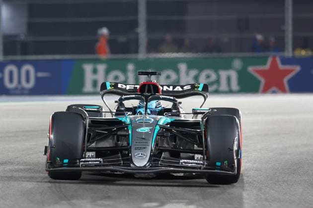 Winner des Qualifying, Poleposition, George Russell (Mercedes-AMG), Grosser Preis von Las Vegas, Motorsport, Herren, Formel 1, Qualifying, 22.11.2024 Las Vegas Nevada USA