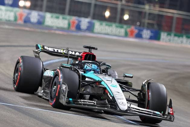 Winner des Qualifying, Poleposition, George Russell (Mercedes-AMG), Grosser Preis von Las Vegas, Motorsport, Herren, Formel 1, Qualifying, 22.11.2024 Las Vegas Nevada USA