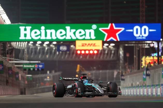 Winner des Qualifying, Poleposition, George Russell (Mercedes-AMG), Grosser Preis von Las Vegas, Motorsport, Herren, Formel 1, Qualifying, 22.11.2024 Las Vegas Nevada USA