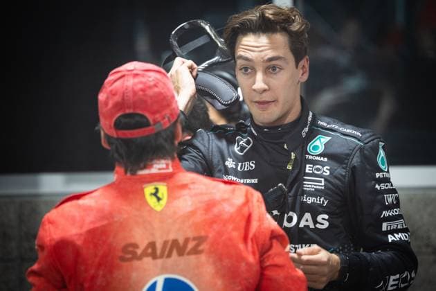 Poleposition für George Russell (UK, Mercedes AMG Petronas F1 Team 63) USA, Formel 1 Weltmeisterschaft, Grand Prix von Las Vegas, Las Vegas Strip Circuit, 22.11.2024 USA, Formel 1 Weltmeisterschaft, Grand Prix von Las Vegas, Las Vegas Strip Circuit, 22.11.2024 Las Vegas Copyright: xEibner-Pressefoto ThomasxFuesslerx EP_TFR