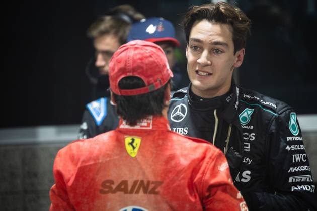 Poleposition für George Russell (UK, Mercedes AMG Petronas F1 Team 63) USA, Formel 1 Weltmeisterschaft, Grand Prix von Las Vegas, Las Vegas Strip Circuit, 22.11.2024 USA, Formel 1 Weltmeisterschaft, Grand Prix von Las Vegas, Las Vegas Strip Circuit, 22.11.2024 Las Vegas Copyright: xEibner-Pressefoto ThomasxFuesslerx EP_TFR