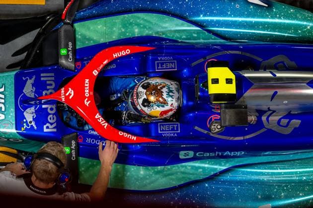 LAS VEGAS, UNITED STATES: Yuki Tsunoda, racing for the Racing Bulls team during the 2024 Formula 1 Las Vegas Grand Prix at the Las Vegas Street Circuit in Las Vegas, United States