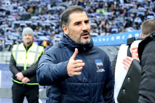 DEU, DFL, 2. FBL, Hertha BSC vs. SSV Ulm, 23.11.2024, Berliner Olympiastadion, Berlin, DEU, DFL, 2. FBL, Hertha BSC vs. SSV Ulm, im Bild Cheftrainer Cristian Fiel (Hertha BSC Berlin) DFL - regulations prohibit any use of Photographs as image sequences and or quasi-video Foto: Juergen Engler nordphoto GmbH