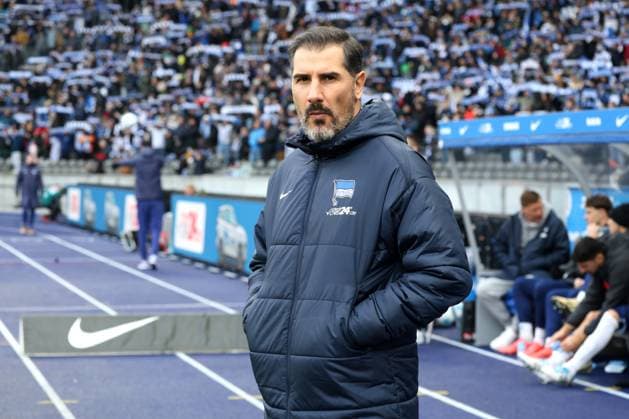 DEU, DFL, 2. FBL, Hertha BSC vs. SSV Ulm, 23.11.2024, Berliner Olympiastadion, Berlin, DEU, DFL, 2. FBL, Hertha BSC vs. SSV Ulm, im Bild Cheftrainer Cristian Fiel (Hertha BSC Berlin), DFL - regulations prohibit any use of Photographs as image sequences and or quasi-video Foto: Juergen Engler nordphoto GmbH
