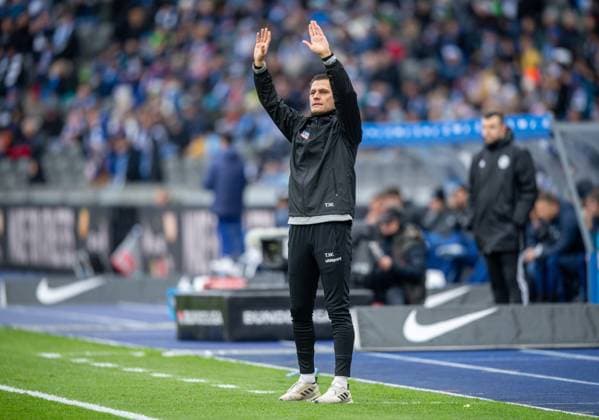 Fussball, Herren, Saison 2024 2025, 2. Bundesliga (13. Spieltag), Hertha BSC - SSV Ulm, Trainer Thomas Wörle (SSV Ulm), 23.11. 2024,