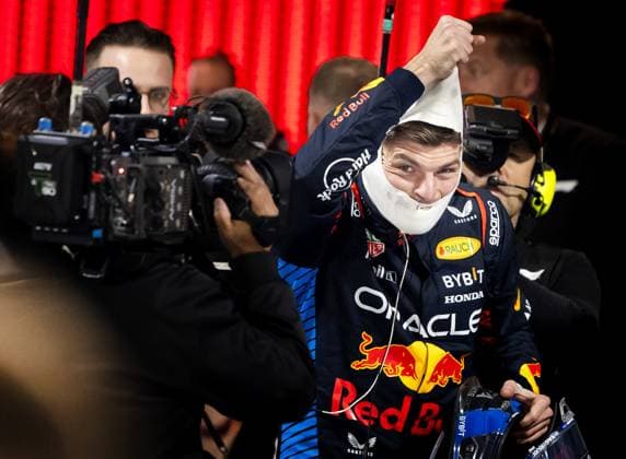 LAS VEGAS - Max Verstappen (Red Bull Racing) after winning his fourth world title after the Las Vegas Grand Prix. ANP SEM VAN DER WAL xVIxANPxSportx xxANPxIVx 514145641 originalFilename: 514145641.jpg