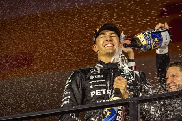 George Russell (UK, Mercedes AMG Petronas F1 Team 63), Sieger des Großen Preises von Las Vegas. USA, Formel 1 Weltmeisterschaft, Grand Prix von Las Vegas, Las Vegas Strip Circuit, 23.11.2024 USA, Formel 1 Weltmeisterschaft, Grand Prix von Las Vegas, Las Vegas Strip Circuit, 23.11.2024 Las Vegas Copyright: xEibner-Pressefoto ThomasxFuesslerx EP_TFR