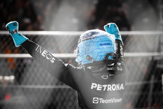 George Russell (UK, Mercedes AMG Petronas F1 Team 63), Sieger des Großen Preises von Las Vegas. USA, Formel 1 Weltmeisterschaft, Grand Prix von Las Vegas, Las Vegas Strip Circuit, 23.11.2024 USA, Formel 1 Weltmeisterschaft, Grand Prix von Las Vegas, Las Vegas Strip Circuit, 23.11.2024 Las Vegas Copyright: xEibner-Pressefoto ThomasxFuesslerx EP_TFR