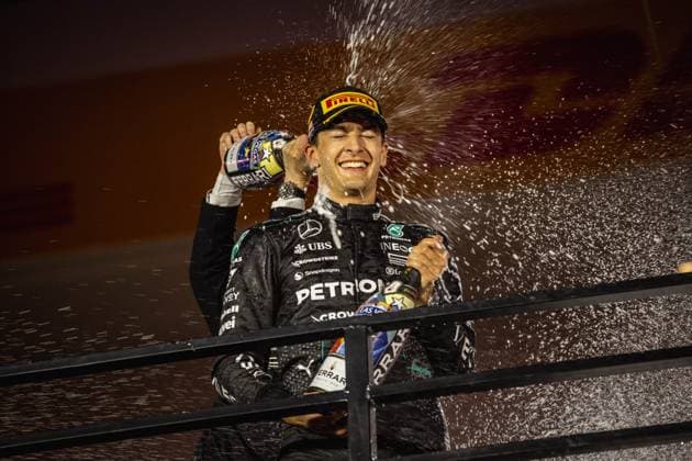 George Russell (UK, Mercedes AMG Petronas F1 Team 63), Sieger des Großen Preises von Las Vegas. USA, Formel 1 Weltmeisterschaft, Grand Prix von Las Vegas, Las Vegas Strip Circuit, 23.11.2024 USA, Formel 1 Weltmeisterschaft, Grand Prix von Las Vegas, Las Vegas Strip Circuit, 23.11.2024 Las Vegas Copyright: xEibner-Pressefoto ThomasxFuesslerx EP_TFR