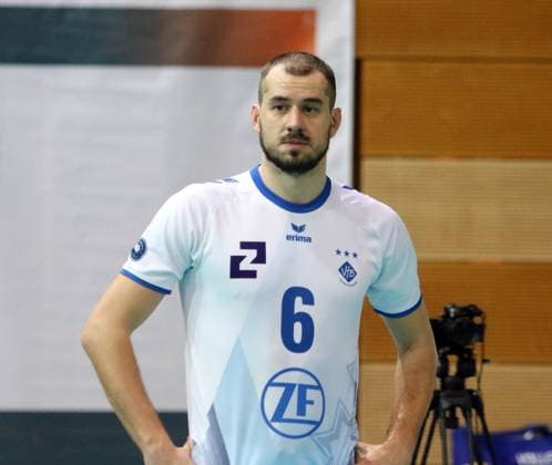 Frust bei Michal SUPERLAK (Friedrichshafen), He-Volleyball, DVV Pokal-Viertelfinal 2024 25, TSV Haching Muenchen vs VfB Friedrichshafen, Geothermie-Arena, Unterhaching, 24.11.24,