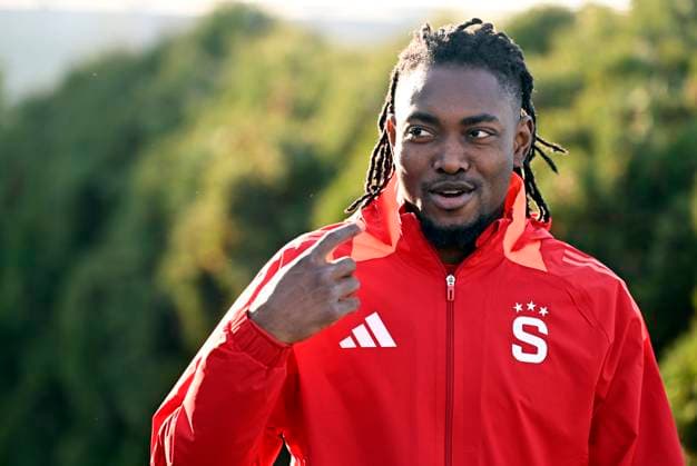 AC Sparta Praha forward Victor Olatunji attends a training session before the UEFA Champions League, round 5, match AC Sparta Praha vs Atletico Madrid, in Prague, Czech Republic, on November 25, 2024. (CTKxPhoto KaterinaxSulova) CTKPhotoP2024112503145  CTKPhotoP2024112503145