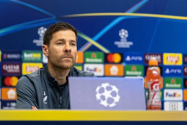Pressekonferenz: Bayer 04 Leverkusen, 25.11.2024 Xabi Alonso (Cheftrainer, Bayer 04 Leverkusen), Pressekonferenz: Bayer 04 Leverkusen; BayArena, Leverkusen, 25.11.2024 Pressekonferenz zum UEFA Champions League Spiel gegen RB Salzburg. Copyright: xBEAUTIFULxSPORTS Buriakovx