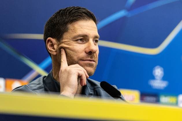 Pressekonferenz: Bayer 04 Leverkusen, 25.11.2024 Xabi Alonso (Cheftrainer, Bayer 04 Leverkusen), Pressekonferenz: Bayer 04 Leverkusen; BayArena, Leverkusen, 25.11.2024 Pressekonferenz zum UEFA Champions League Spiel gegen RB Salzburg. Copyright: xBEAUTIFULxSPORTS Buriakovx