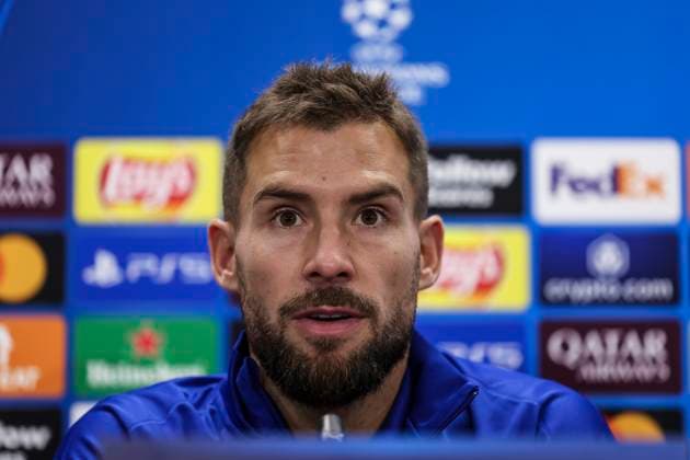 November 25, 2024, Sant Joan Despi, Barcelona, SPAIN: Inigo Martinez attends his press conference, PK, Pressekonferenz during the training day of FC Barcelona, Barca ahead the UEFA Champions League, football match against Stade Brestois 29 at Ciudad Esportiva Joan Gamper on November 25, 2024 in Sant Joan Despi, Barcelona, Spain. Sant Joan Despi SPAIN - ZUMAa181 20241125_zaa_a181_042 Copyright: xJavierxBorregox