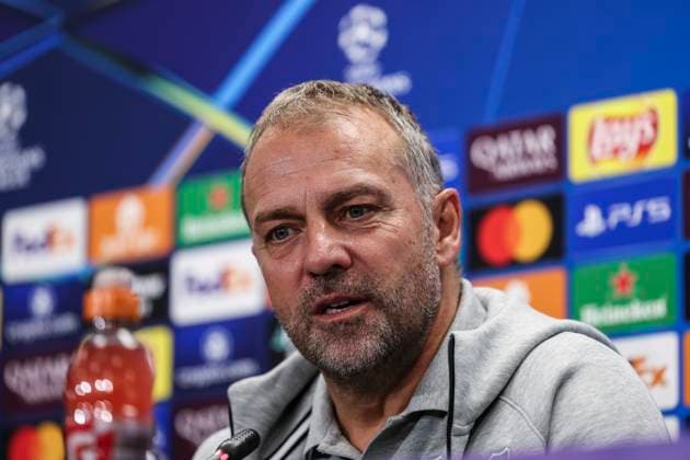 November 25, 2024, Sant Joan Despi, Barcelona, SPAIN: Hansi Flick, head coach of FC Barcelona, Barca attends his press conference, PK, Pressekonferenz during the training day of FC Barcelona ahead the UEFA Champions League, football match against Stade Brestois 29 at Ciudad Esportiva Joan Gamper on November 25, 2024 in Sant Joan Despi, Barcelona, Spain. Sant Joan Despi SPAIN - ZUMAa181 20241125_zaa_a181_059 Copyright: xJavierxBorregox