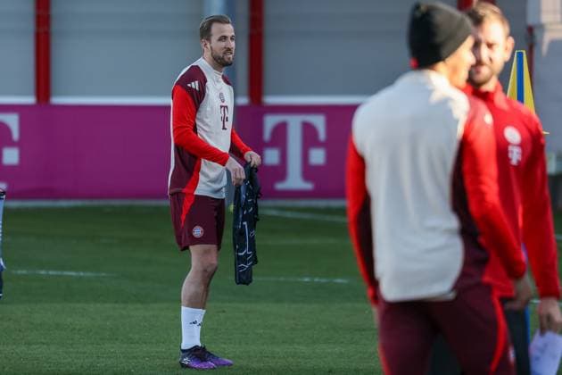 Harry Kane (FC Bayern Muenchen, 09) beim Training, Ger, Abschlusstraining, FC Bayern Muenchen, Fussball, UEFA Champions League, 5. Spieltag, Saison 2024 2025, 25.11.2024, Ger, Abschlusstraining, FC Bayern Muenchen, Fussball, UEFA Champions League, 5. Spieltag, Saison 2024 2025, 25.11.2024 Muenchen Copyright: xEibner-Pressefoto JennixMaulx EP_JML