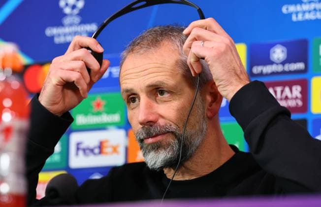 RB Leipzig - Pressekonferenz Champions League Mailand, 25.11.2024, Giuseppe-Meazza-Stadion, Fussball, Champions League, Matchday-1, RB Leipzig vs. Inter Mailand am 26 11 2024 , RB Leipzig Pressekonferenz , Im Bild: Trainer Marco Rose, RB Leipzig ,