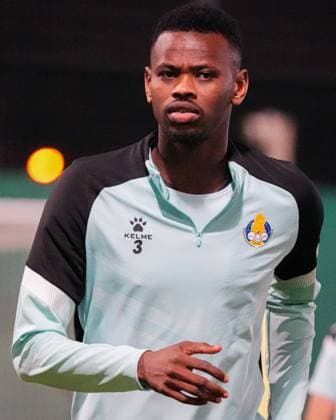 Al Gharafa Training November 24, 2024 - Doha, Qatar.Pictured: Mohammed Muntari, a Al Gharafa Club hold final training session ahead of AFC Elite Champions League fixture vs Al Nassr of Saudi Arabia at the Gharafa Sports Complex in Doha. Photo by Samuello Yeboah