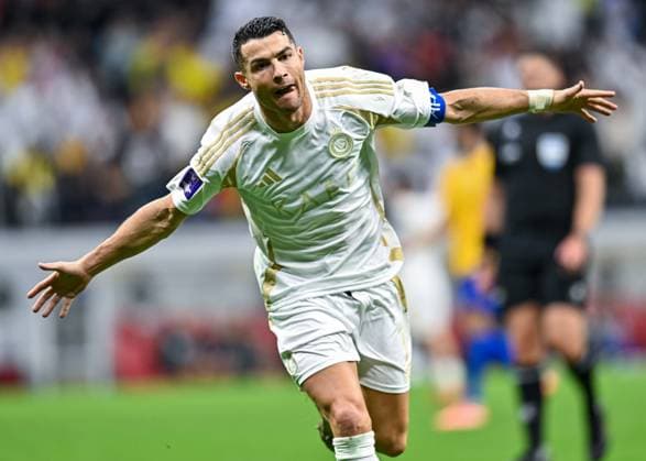 AFC CHAMPIONS LEAGUE ELITE, AL GHARAFA SC (QTR) v AL NASSR FC (KSA) Cristiano Ronaldo of Al Nassr FC celebrates after scoring a goal during the AFC Champions League elite west football match between Qatar s Al Gharafa SC and Saudi Arabia s Al Nassr FC at Al-Bayt Stadium in Al Khor, Qatar, on November 25, 2024 DOHA Qatar Copyright: xNAUSHADx
