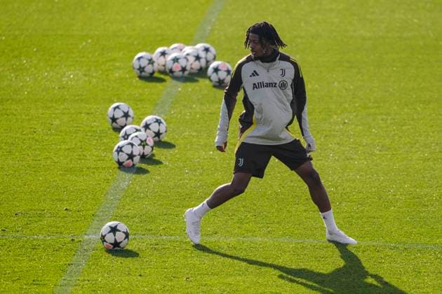 Juventus Samuel Mbangula during training session at JTC Continassa in Turin on the eve of their League Phase, Matchday 5 of UEFA Champions League football match against Aston Villa - November 26, 2024. - Soccer .  Copyright: xFabioFerrari LaPressex