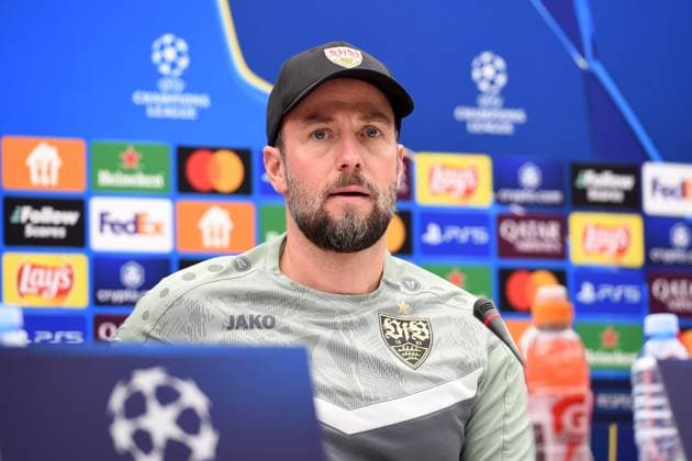 CRVENA ZVEZDA vs STUTTGART SEBASTIAN HOENES Stuttgart football coach at the press conference, PK, Pressekonferenz before the UEFA Champions League match against Crvena zvezda at the Rajko Mitic stadium, Belgrade 26.11.2024. Nebojsa Parausic MN press Photo Football, Champions League, Red Star, Stuttgart Belgrade Stadion Rajko Mitic Serbia Copyright: xNebojsaxParausicx xMNxPressx