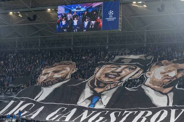 SK SLovan Bratislava fans choreo during UEFA Champions league match, SK Slovan Bratislava - AC Milan , 26. november 2024, Tehelne pole Stadium, Bratislava, Slovakia Copyright: xMICHALxFAJT,ZOSPORTU.SKx DSC_6680