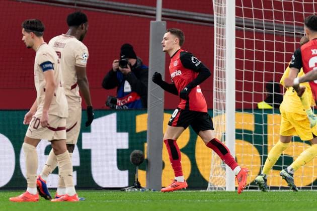 2024-11-26 Bayer 04 Leverkusen v FC Salzburg - UEFA Champions League 2024 25 League Phase MD5 LEVERKUSEN, GERMANY - NOVEMBER 26: Florian Wirtz of Bayer 04 Leverkusen celebrates after scoring the team s first goal during the UEFA Champions League 2024 25 League Phase MD5 match between Bayer 04 Leverkusen and FC Salzburg at BayArena on November 26, 2024 in Leverkusen, Germany. (Photo by Joris Verwijst BSR Agency) Leverkusen Germany Content not available for redistribution in The Netherlands directly or indirectly through any third parties. Copyright: xBSRxAgencyx
