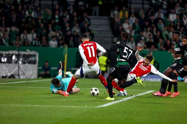 Gabriel Martinelli forward of Arsenal FC during the UEFA Champions League 2024 25 League Phase MD4 match between Sporting Clube de Portugal and Arsenal FC at Estadio Jose Alvalade on November 26, 2024 in Lisbon, Portugal. UEFA Champions League - Sporting CP vs Arsenal FC (Valter Gouveia SPP)  Copyright: xValterxGouveia SPPx spp-en-VaGo-VG_L9742