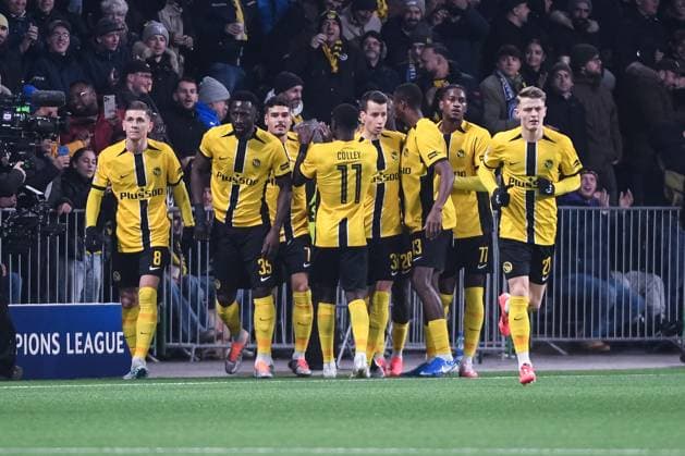 BERN, SWITZERLAND - NOVEMBER 26: Silvere Ganvoula of Young Boys L) celebrates his goal with team during the UEFA Champions League 2024 25 League Phase MD5 match between BSC Young Boys and Atalanta BC at Stadion Wankdorf on November 26, 2024 in Bern, Switzerland. Bern Stadion Wankdorf Bern Switzerland Copyright: xJustPictures.ch ManuelxWinterbergerx jp-en-EuSpIm-JP4_MAN_YB_Atalanta_26Nov2024_BE_01203