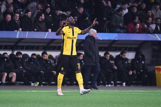 BERN, SWITZERLAND - NOVEMBER 26: Silvere Ganvoula of Young Boys celebrates his goal during the UEFA Champions League 2024 25 League Phase MD5 match between BSC Young Boys and Atalanta BC at Stadion Wankdorf on November 26, 2024 in Bern, Switzerland. Bern Stadion Wankdorf Bern Switzerland Copyright: xJustPictures.ch ManuelxWinterbergerx jp-en-EuSpIm-JP4_MAN_YB_Atalanta_26Nov2024_BE_01207