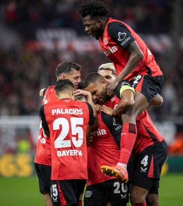 Leverkusen, Germany. 26th Nov 2024. . Goal celebration: Granit Xhaka (LEV) Alejandro Grimaldo (LEV) Jonathan Tah (LEV) Edmond Tapsoba (LEV) Bayer Leverkusen - FC Salzburg 26.11.2024
