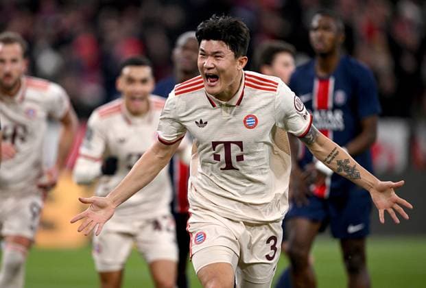FUSSBALL CHAMPIONS LEAGUE SAISON 2024 2025 Vorrunde 5. Spieltag FC Bayern Muenchen - Paris Saint-Germain 26.11.2024 FC Bayern Muenchen Jubel nach dem Tor zum 1-0 durch den Torschuetzen Min-Jae Kim