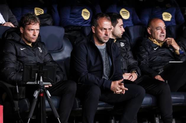 November 26, 2024, Barcelona, Barcelona, SPAIN: Hansi Flick, head coach of FC Barcelona, Barca looks on during the UEFA Champions League 2024 25 League Phase MD5, match between FC Barcelona and Stade Brestois 29 at Estadi Olimpic Lluis Companys on November 26, 2024 in Barcelona, Spain. Barcelona SPAIN - ZUMAa181 20241126_zaa_a181_030 Copyright: xJavierxBorregox