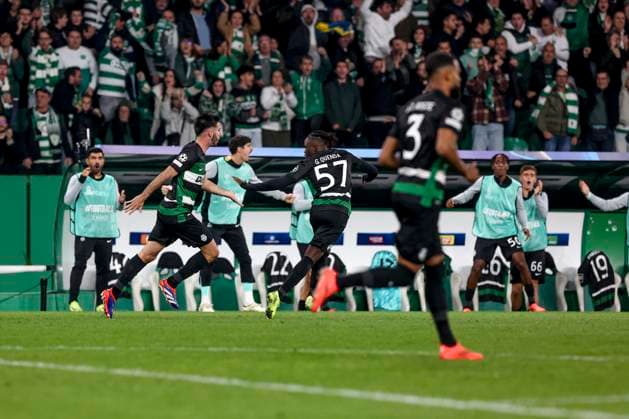 Goncalo Inacio defender of Sporting CP celebrates after scoring a goal during the UEFA Champions League 2024 25 League Phase MD4 match between Sporting Clube de Portugal and Arsenal FC at Estadio Jose Alvalade on November 26, 2024 in Lisbon, Portugal. UEFA Champions League - Sporting CP vs Arsenal FC (Valter Gouveia SPP) Copyright: xValterxGouveia SPPx spp-en-VaGo-VG_L0331