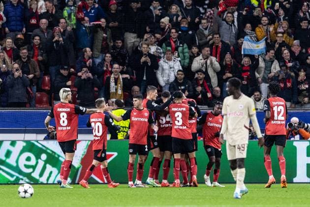 UEFA Champions League: Bayer 04 Leverkusen - FC Salzburg; 26.11.2024 Bayer 04 Leverkusen im Jubel, 3:0, Florian Wirtz (Bayer 04 Leverkusen, 10) UEFA Champions League: Bayer 04 Leverkusen - FC Salzburg; BayArena, Leverkusen; 26.11.2024 Copyright: xBEAUTIFULxSPORTS Buriakovx