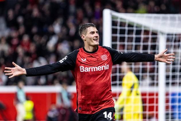 UEFA Champions League: Bayer 04 Leverkusen - FC Salzburg; 26.11.2024 Bayer 04 Leverkusen im Jubel, 4:0, Patrick Schick (Bayer 04 Leverkusen, 14) UEFA Champions League: Bayer 04 Leverkusen - FC Salzburg; BayArena, Leverkusen; 26.11.2024 Copyright: xBEAUTIFULxSPORTS Buriakovx