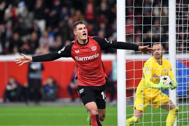Patrik Schick (Bayer 04 Leverkusen) Torjubel, jubelt nach seinem Treffer zum 4:0 waehrend des Spiels der UEFA Champions League 2024 25 Ligen-Phase 5. Spieltag zwischen Bayer 04 Leverkusen und FC Salzburg, BayArena am 26. November 2024 in Leverkusen, Deutschland. (Foto von Ralf Treese DeFodi Images) +++ Patrik Schick (Bayer 04 Leverkusen) Torjubel, jubelt nach seinem Treffer zum 4:0 during the UEFA Champions League 2024 25 League Phase MD5 match between Bayer 04 Leverkusen and FC Salzburg at BayArena on November 26, 2024 in Leverkusen, Germany. Defodi-521_LEVSAL20241126_030