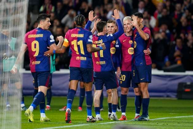 ESP: FC Barcelona, Barca v Stade Brestois. UEFA Champions League. Date 5 Dani Olmo of FC Barcelona celebrates the 2-0 during the UEFA Champions League match, date 5 between FC Barcelona and Stade Brestois played at Lluis Companys Stadium on November 26, 2024 in Barcelona, Spain. kpng Copyright: xSergioxRuizx xImagox PS_241126_BAR_BRE_041