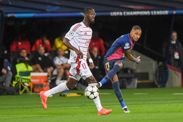 UEFA Champions League soccer match FC Barcelona, Barca vs Stade Brestois at Montjuic Olympic Stadium in Barcelona, Spain 26 November 2024 Raphinha 900 Cordon Press  900 CordonxPress LOF - UEFA Champions League FC Barcelona vs Stade Brestois