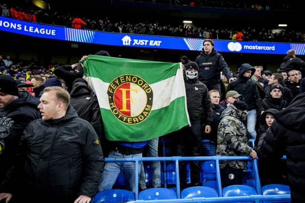 UEFA Champions League: Manchester City F.C. v Feyenoord Manchester - Fans of Feyenoord during the fifth round of new format of the UEFA Champions League 2024 2025. The match is set between Manchester City and Feyenoord at Etihad Stadium on 26 November 2024 in Manchester, England. Copyright: xYannickxVerhoevenx
