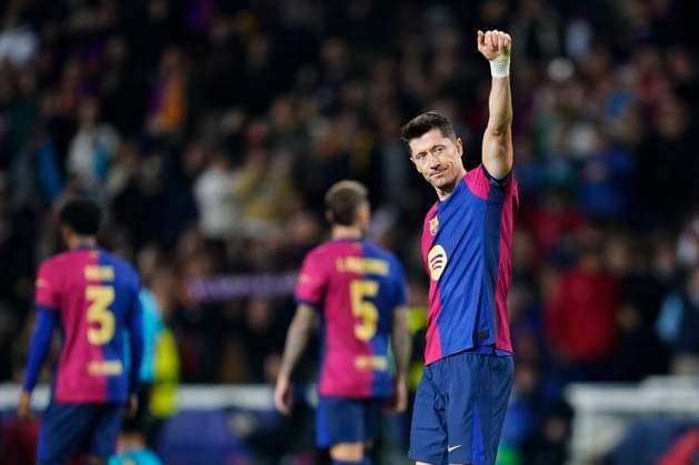 ESP: FC Barcelona, Barca v Stade Brestois. UEFA Champions League. Date 5 Robert Lewandowski of FC Barcelona celebrates the 3-0 during the UEFA Champions League match, date 5 between FC Barcelona and Stade Brestois played at Lluis Companys Stadium on November 26, 2024 in Barcelona, Spain. kpng Copyright: xSergioxRuizx xImagox PS_241126_BAR_BRE_053