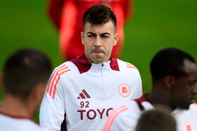 Stephan El Shaarawy of AS Roma during a training session the day before the Europa League football match between Tottenham and AS Roma at Centro Sportivo Fulvio Bernardini in Rome (Italy), November 27, 2024. AndreaxStaccioli