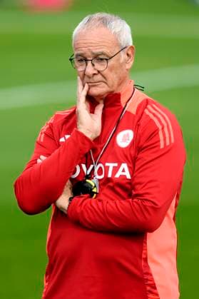 Claudio Ranieri, head coach of AS Roma, directs a training session the day before the Europa League football match between Tottenham and AS Roma at Centro Sportivo Fulvio Bernardini in Rome (Italy), November 27, 2024. AndreaxStaccioli