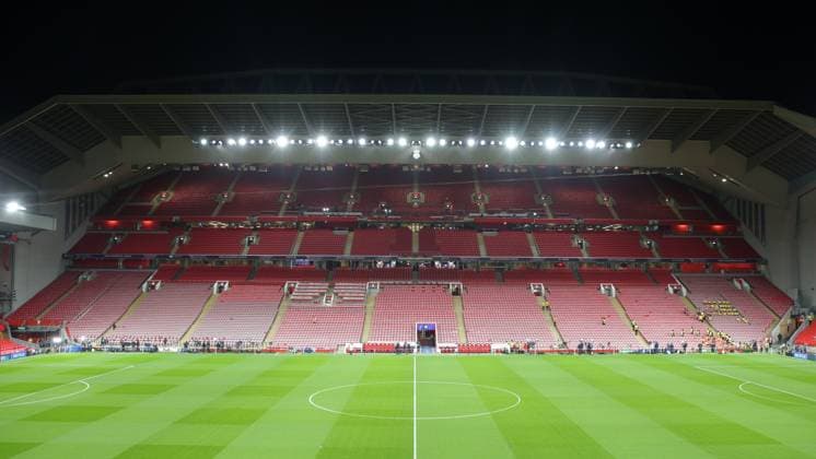 27th November 2024; Anfield, Liverpool, Merseyside, England; Champions League Football, Liverpool versus Real Madrid; a view of the main stand and pitch prior to the match  ActionPlus12720614 DavidxBlunsden