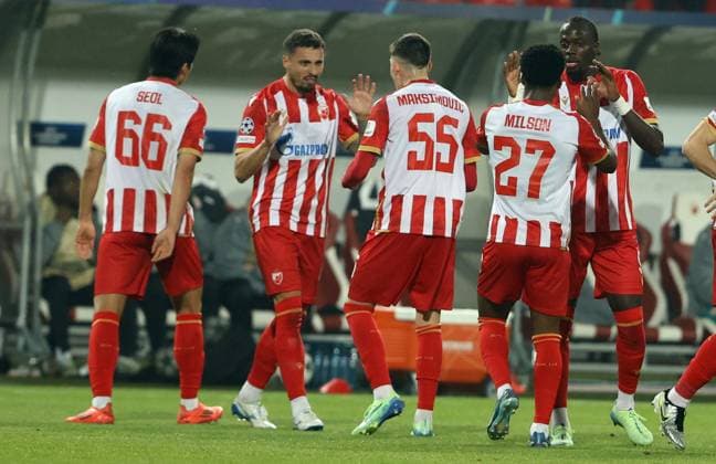 27.11.2024 Belgrade(Serbia) FK Crvena Zvezda-VfB Stuttgart Champions League men s football Rade Krunic,Cherif Ndiaye Crvena Zvezda(Red Star) :S.Sandic