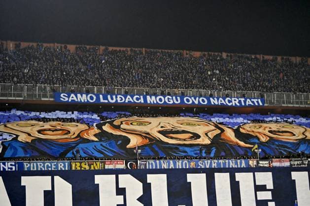 Zagreb, Croatia, November 27th 2024: Dinamo Zagreb fans before the UEFA Champions League, League phase, match between Dinamo Zagreb and Borussia Dortmund at Stadium Maksimir, Zagreb, Croatia. (Igor Kupljenik SPP) Copyright: xIgorxKupljenikx xSPPx spp-en-IgKuSp-IK2_4221