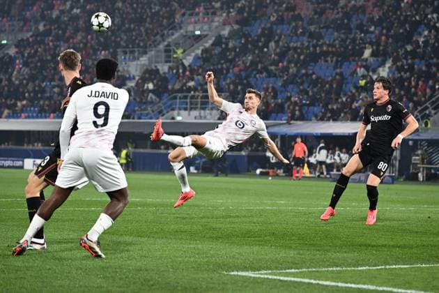 Thomas Meunier (Lille) good chance during Bologna FC vs LOSC Lille, UEFA Champions League football match in Bologna, Italy, November 27 2024  Copyright: xGianlucaxRicci IPAxSportx xipa-ax xx IPA_51921298 IPA_Agency_IPA51921298