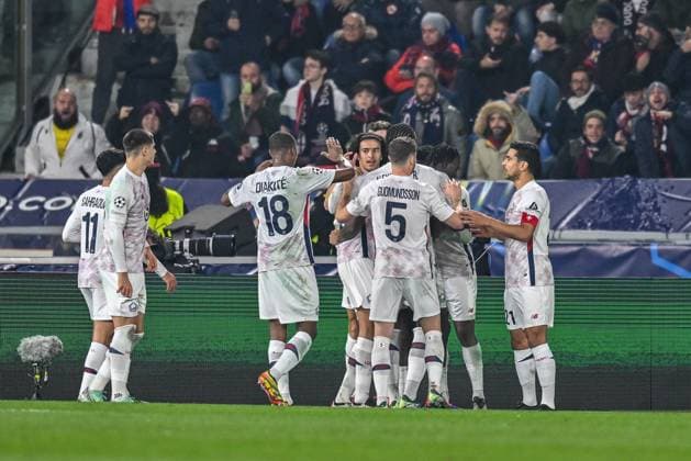 LillaÃ¢ÂÄÂ™s Ngal ayel Mukau celebrates after scoring a goal during Bologna FC vs LOSC Lille, UEFA Champions League football match in Bologna, Italy, November 27 2024  Copyright: xAlessioxMarini IPAxSportx xipa-ax xx IPA_51921589 IPA_Agency_IPA51921589