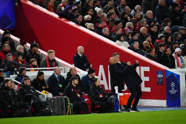 Liverpool FC head coach Arne Slot Liverpool FC and Real Madrid, UEFA Champions League match, date 5. Football, Anfield Stadium, Liverpool, England - 27 Nov 2024 Editorial use only  Copyright: xBaguxBlanco Pressinphoto Shutterstockx 14949588t